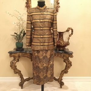 Victor Costa Vintage Gold Lamae Two Piece Suit